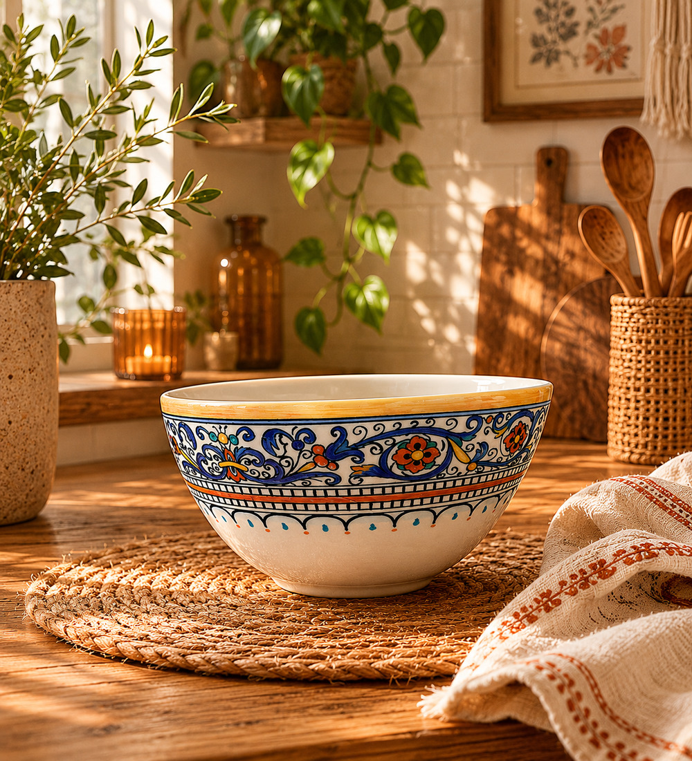 World Market Portugal Porto Large Salad Pasta Serving Mixing Bowl 5.5" x 10"